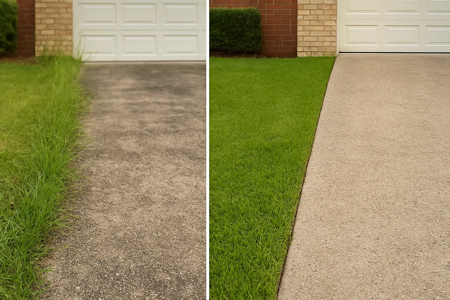 Overgrown vs Tidy Driveway Edges | TJ Rao Overgrown vs Tidy Driveway Edges